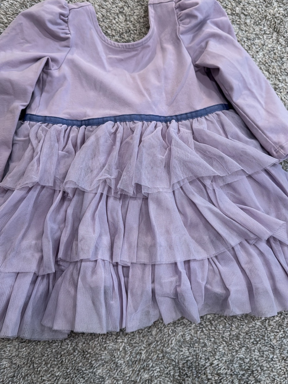 Janie and Jack Lavender Tiered Tulle Dress with Navy Trim